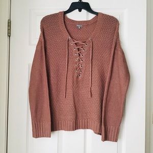 Lace Up Knit Sweater